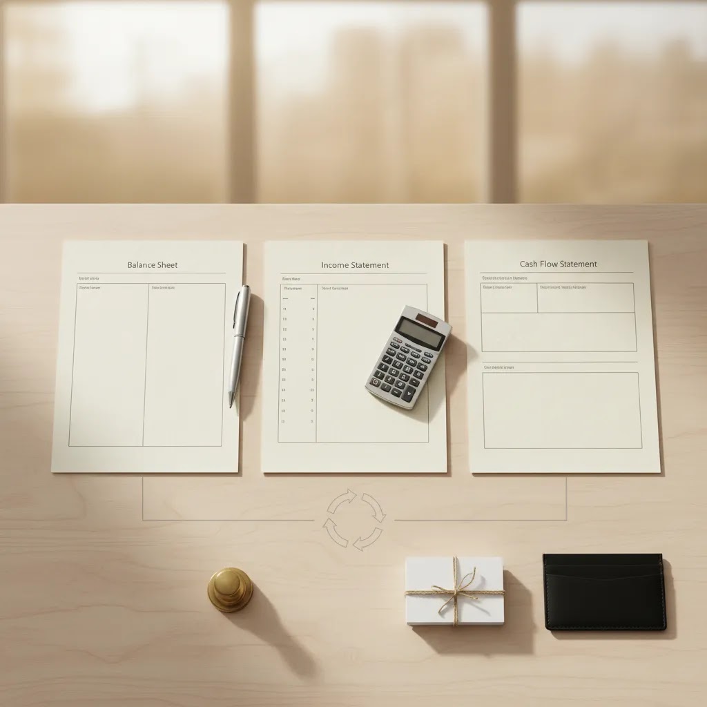 Three financial statements overview with balance sheet format income statement and cash flow statement for financial statement analysis