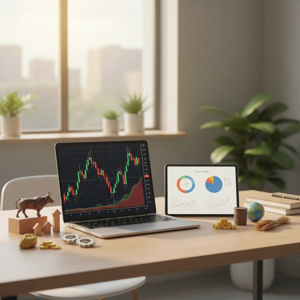 Trading for beginners illustration showing trading basics and how trading works across different markets