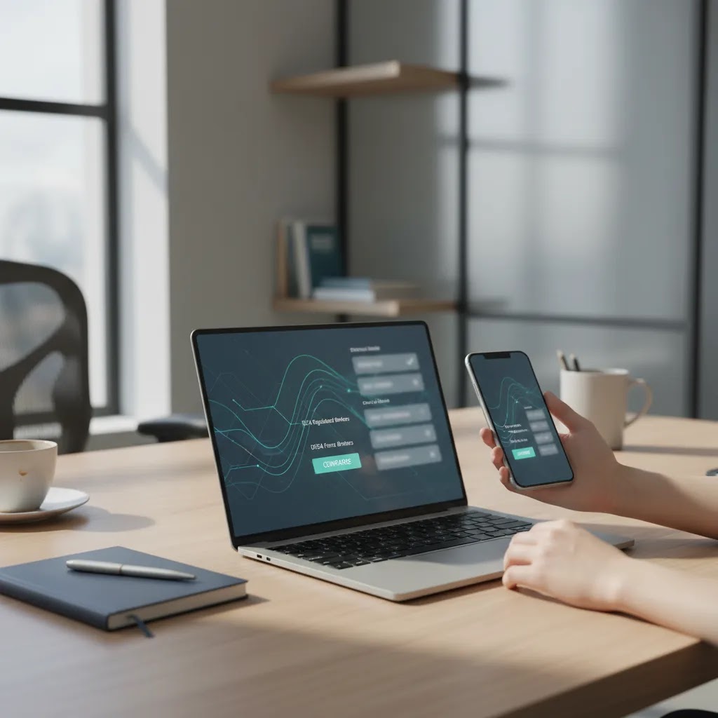 Best forex broker UAE research scene showing how to verify SCA regulated brokers and DFSA forex brokers