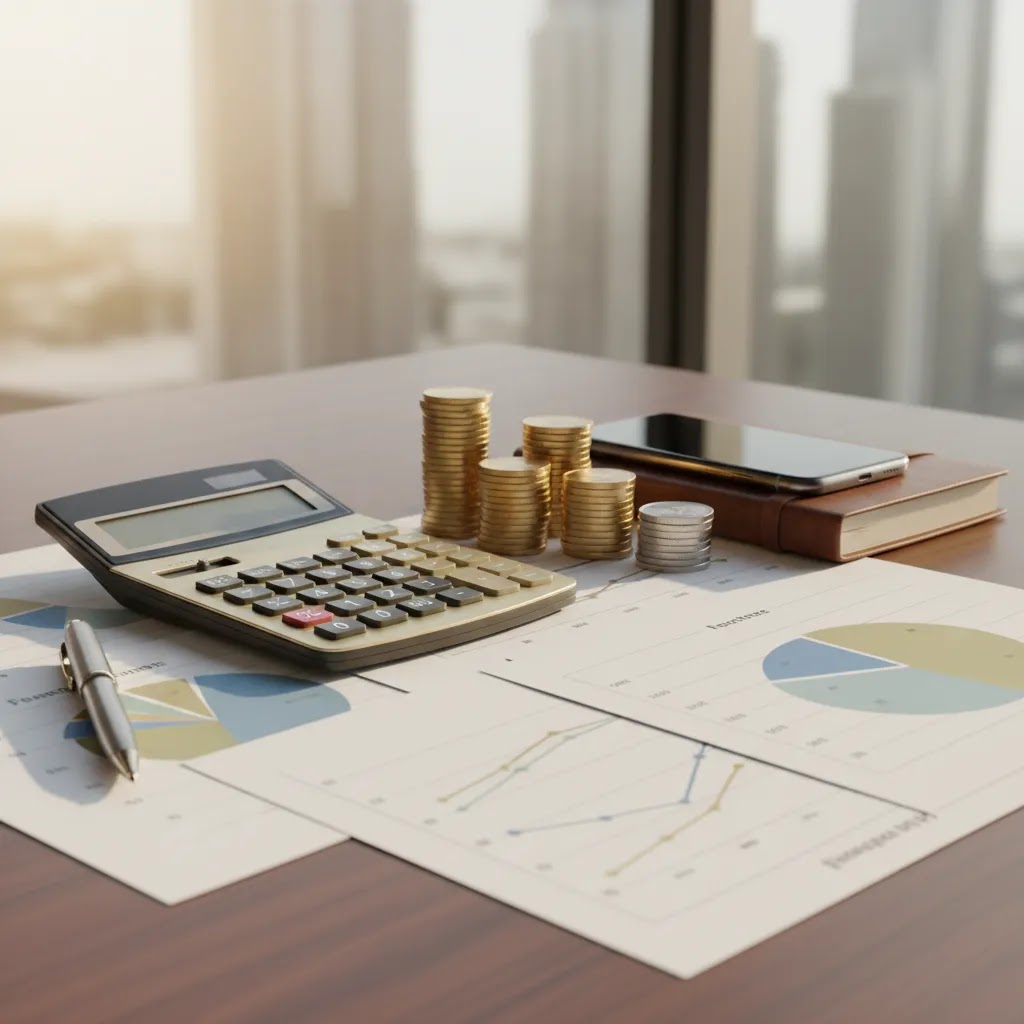 Wealth management Dubai fees comparison with calculator charts and financial planning tools