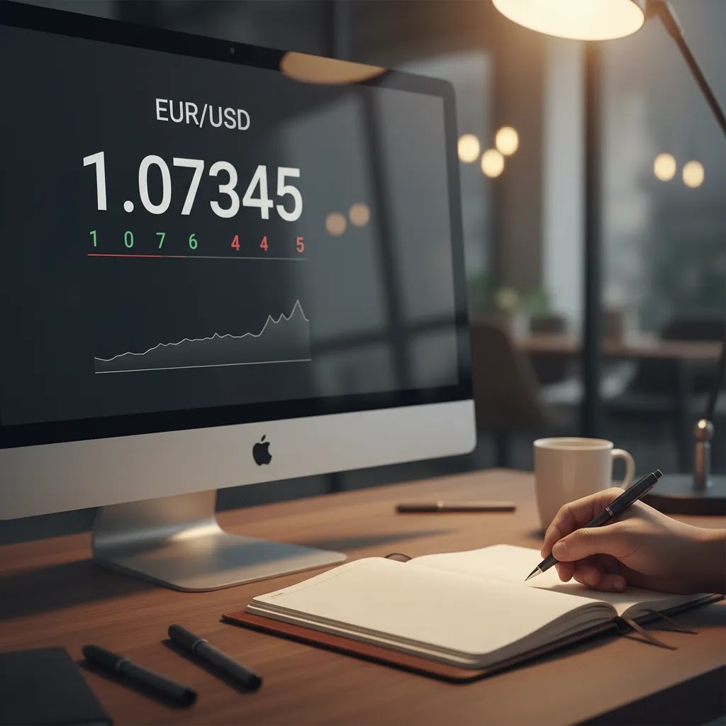 What is a pip in forex illustration with currency quote decimals and beginner trading setup