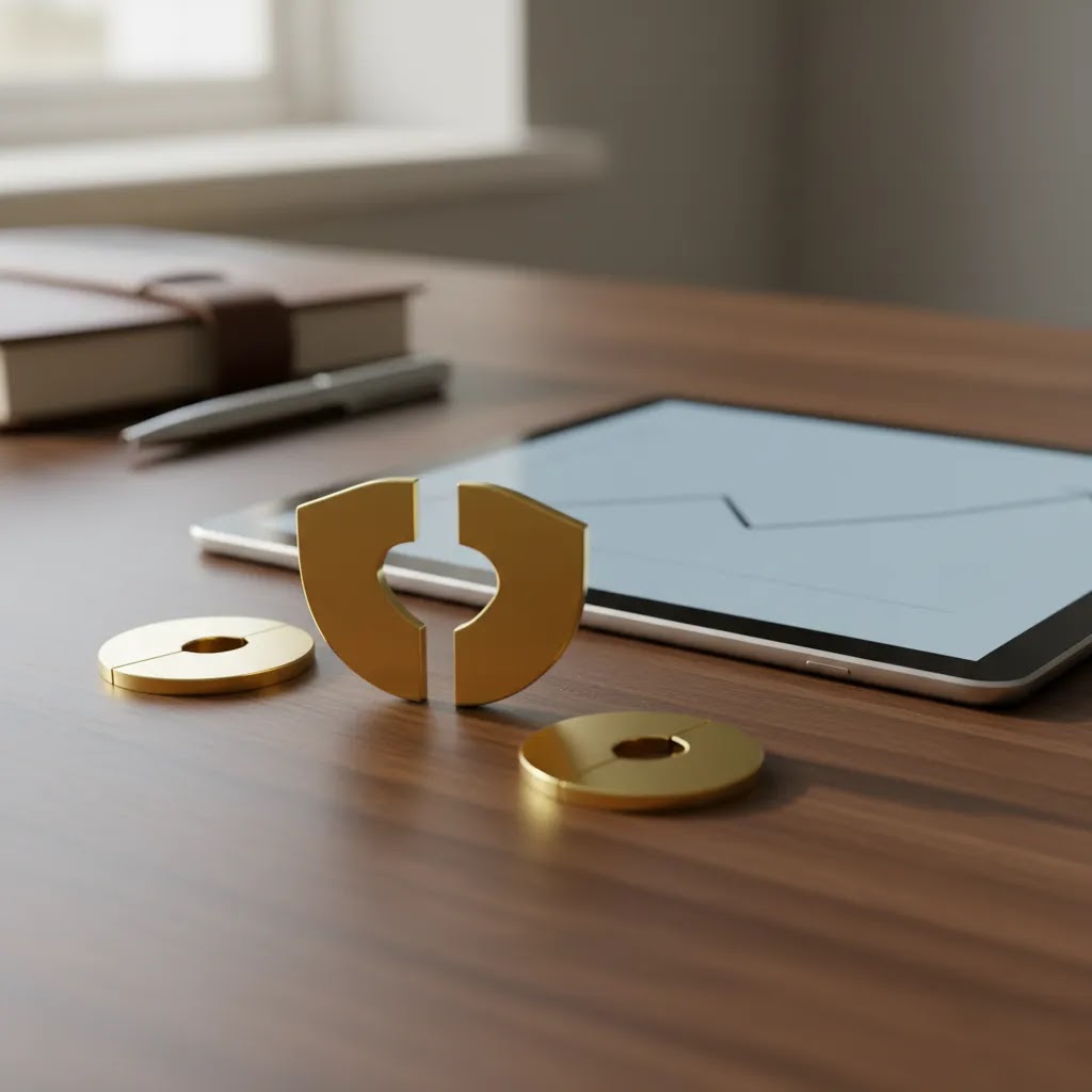 What is a stock split visual showing a 2 for 1 stock split concept with proportional shares and market chart