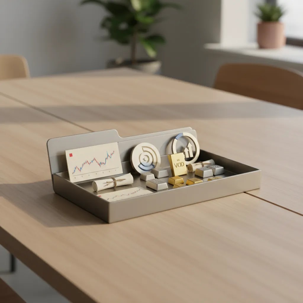 What is ETF concept showing one diversified exchange traded fund holding multiple asset types