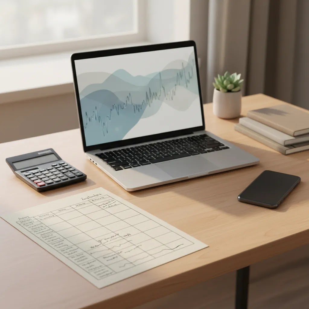 Why you need a trading plan image showing a disciplined trading plan template and calm trading setup